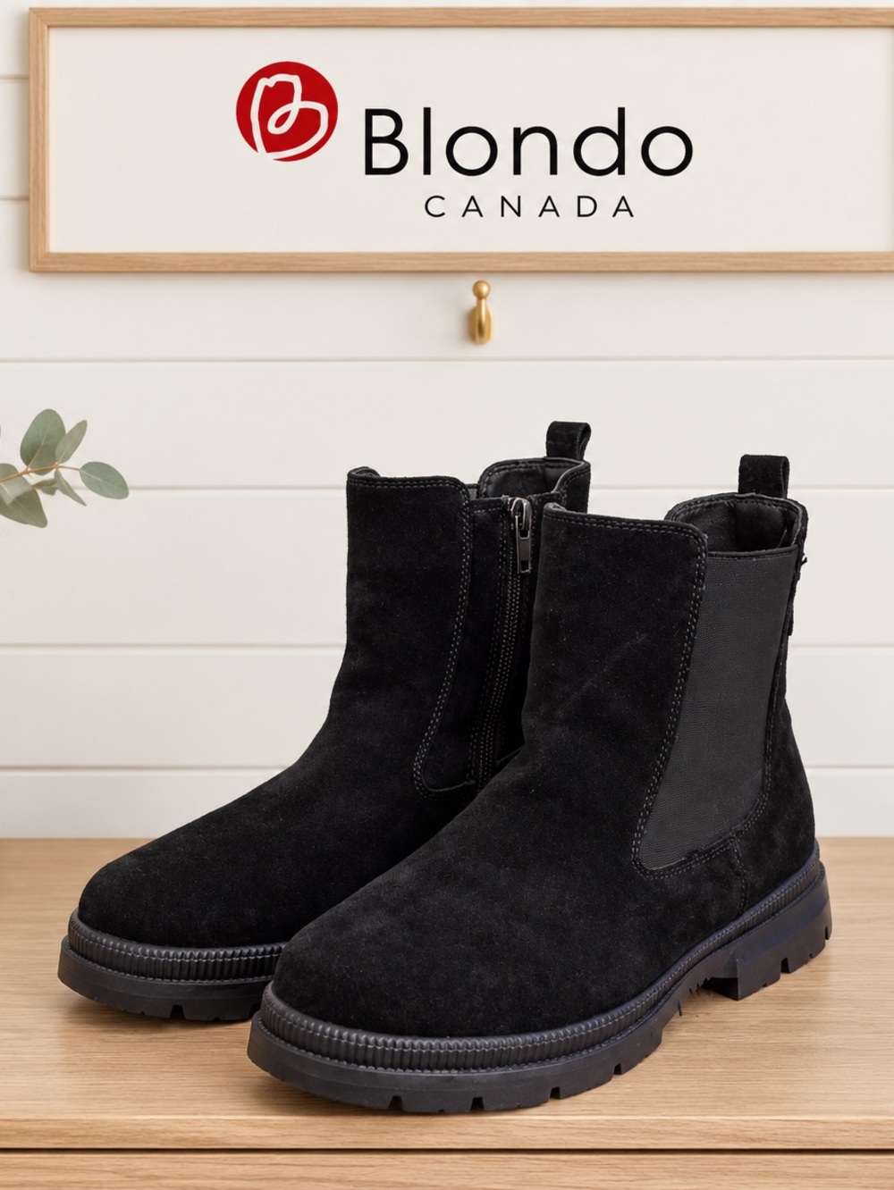 BLONDO Black Suede Waterproof Ankle Boots – Size 8WW Extra Wide